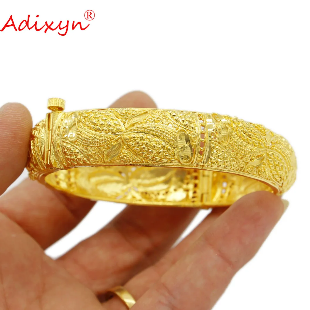 

Adixyn Dubai Bangle For Women Indian African Jewelry 24k Gold Color Cuff Bangle&Bracelet Ethiopian Wedding Party Gifts N022241