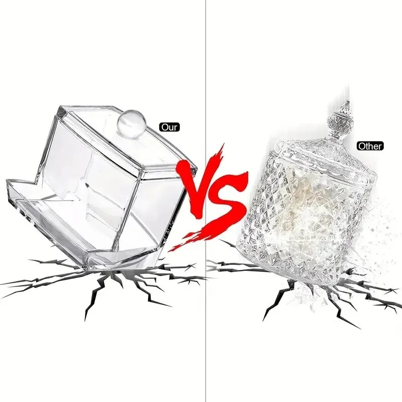 뚜껑 대용량 욕실 아크릴 투명 컨테이너 항아리 디스펜서와 면봉 공 저장 상자