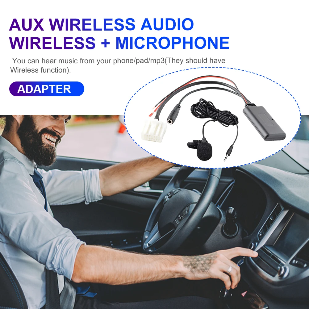 Car Bluetooth-Compatible AUX Adapter Bluetooth-Compatible Wireless Radio Stereo Adapter with Microphone 5-12V for Mazda MX5