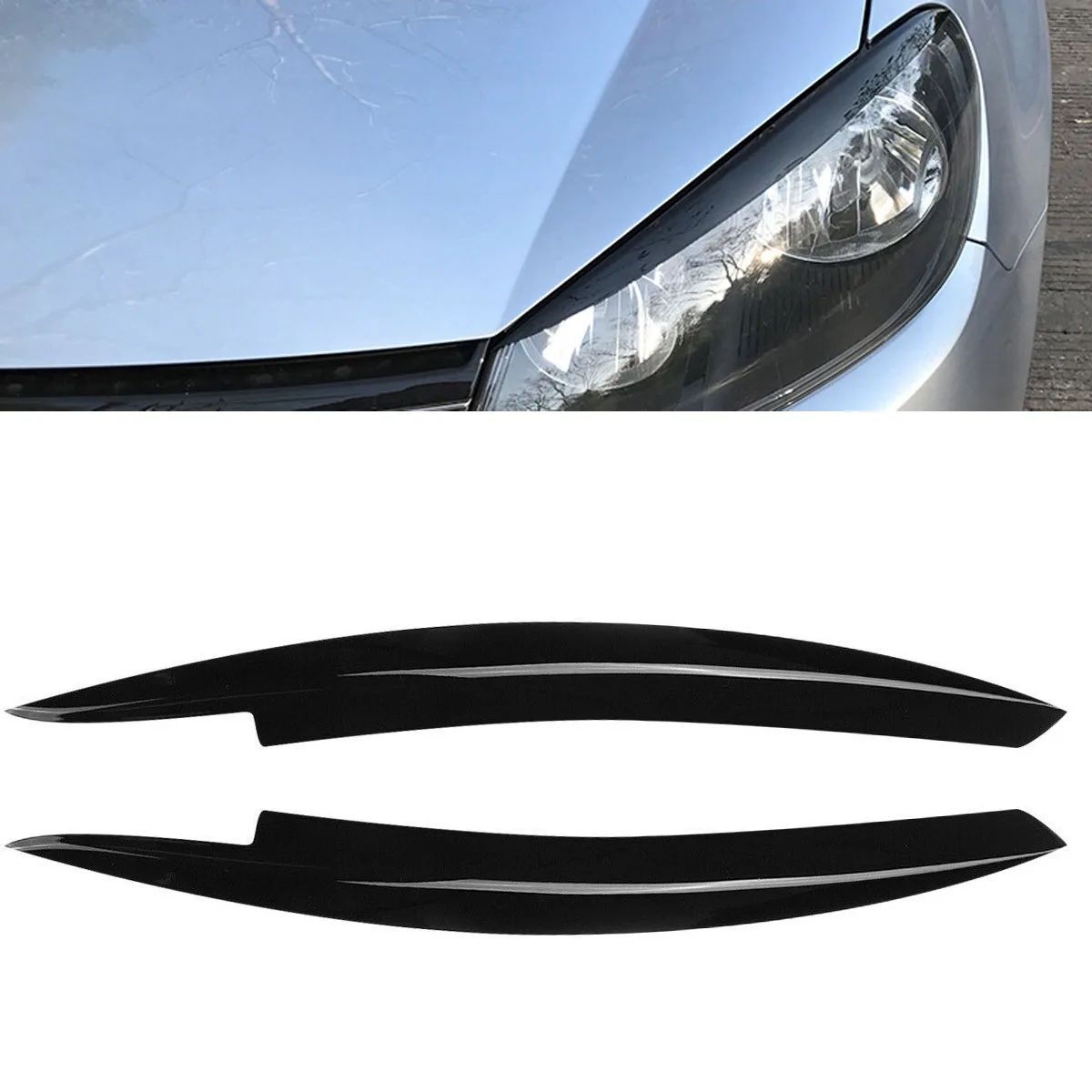 

Пара накладок на переднюю фару для Volkswagen VW GOLF 6 VI MK6 GTI GTR 2008-2013, Стайлинг автомобиля, черный
