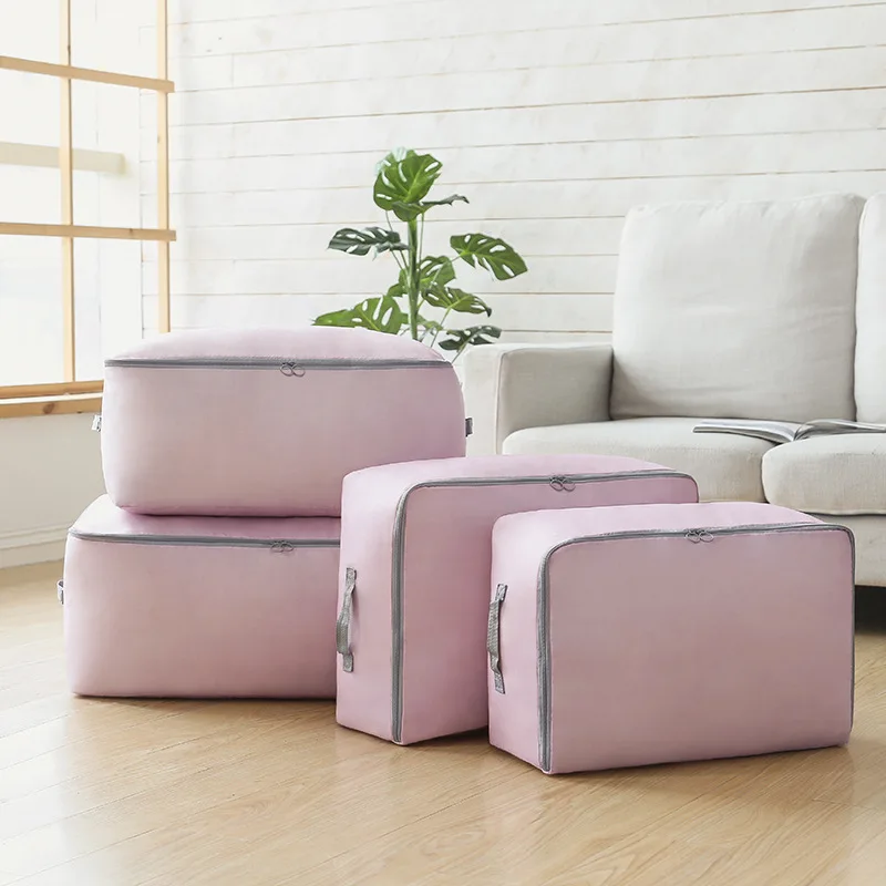 PlainColorOxfordFabricClothesStorageBagFoldableQuiltDustProofStorageBagWardrobe