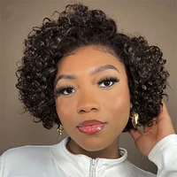Perruque Pixie Cut Cheveux Humains Ondulés Effet Mouillé avec Dentelle Transparente 13x1, Perruques Courtes Bob pour Femmes, 250% de Réduction 1