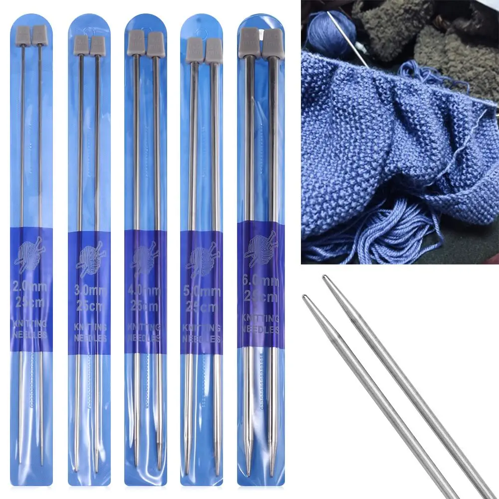 2Pcs/set 25cm/35cm Straight Knitting Needles Stainless Steel Crochet Hook DIY Sweater Weave Knitting Tools Size 2-5mm