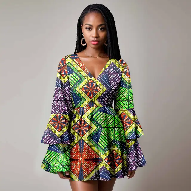 Chioma Flare Sleeve Print Dress - Image 2