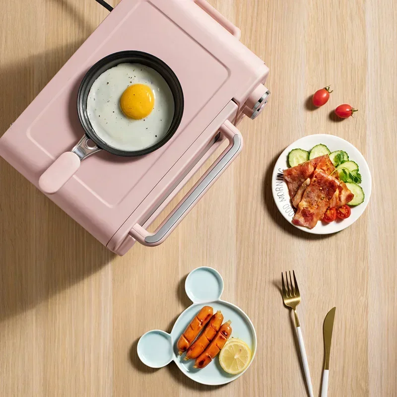 New 3 In 1 Breakfast Machine Multifunction Electric Bread Pizza Oven Grill Mini Oven Eggs Frying Pan Health Pot Househol