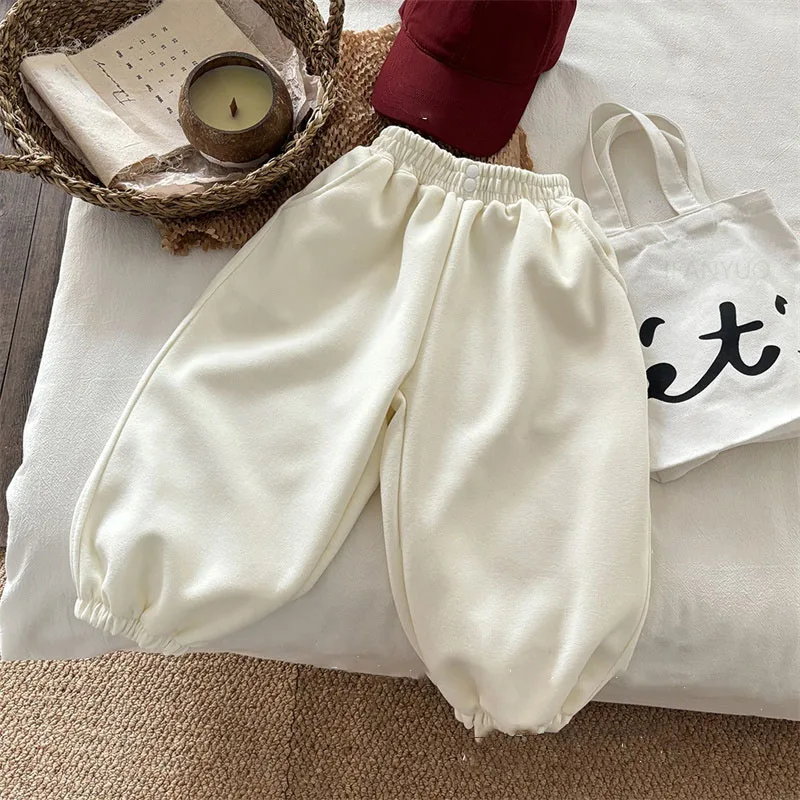 New Children Pants Spring Autumn Casual Sports Trousers Boys Girls Korean Solid Color Fashion Versatile Kids Baby Clothing Pants