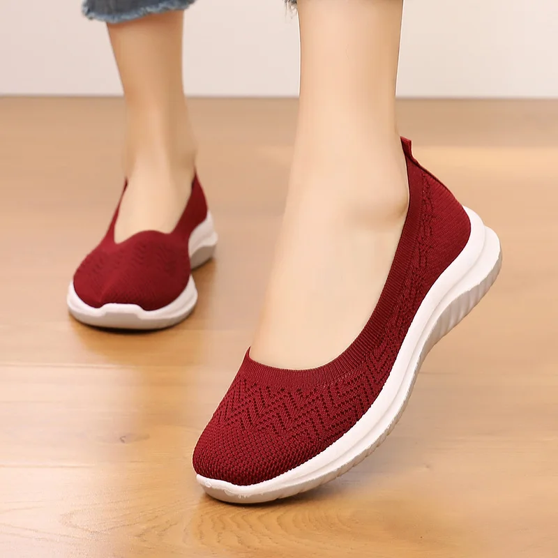Women Slip on Mesh Flats Shoes Ladies Breathable Mom Casual Loafer New Autumn Female Light Comfort Flat Women Walking Shoes