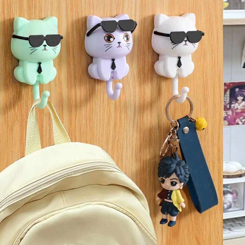 Description Picture 6 of itemFunny Plastic Cartoon Cat Hooks Wall Hanging Waterproof Sunglasses Cat Hooks Decorative Sticky Hooks Entrance