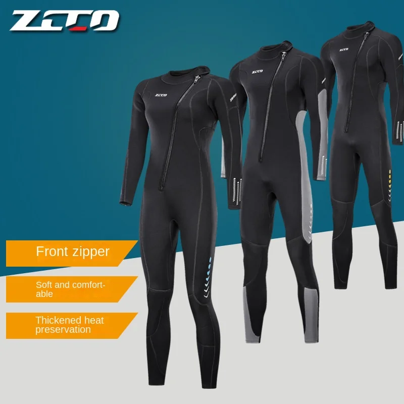 new3mmdiving-suit-men's-one-piece-warm-surfing-diving-suit-women's-long-sleeved-cold-proof-snorkeling-winter-swimming-suit