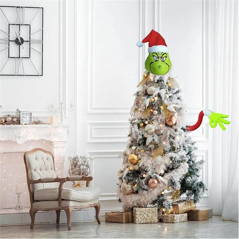 Christmas Tree Ornaments Fluffy Cute Green Grinch Elf Arm Ornament