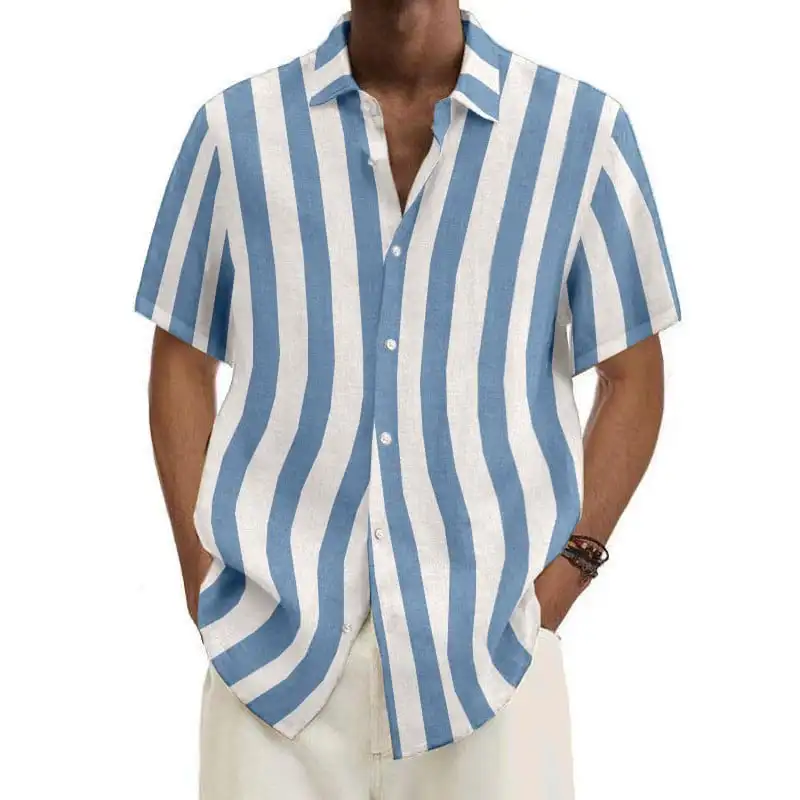 

Men's Simple Daily Striped Casual Shirt men-s-top Blue