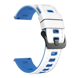 22mm Easy Fit Silicone Strap Wristband - Soft Replacement Bracelet - 22mm Universal (2- white blue)