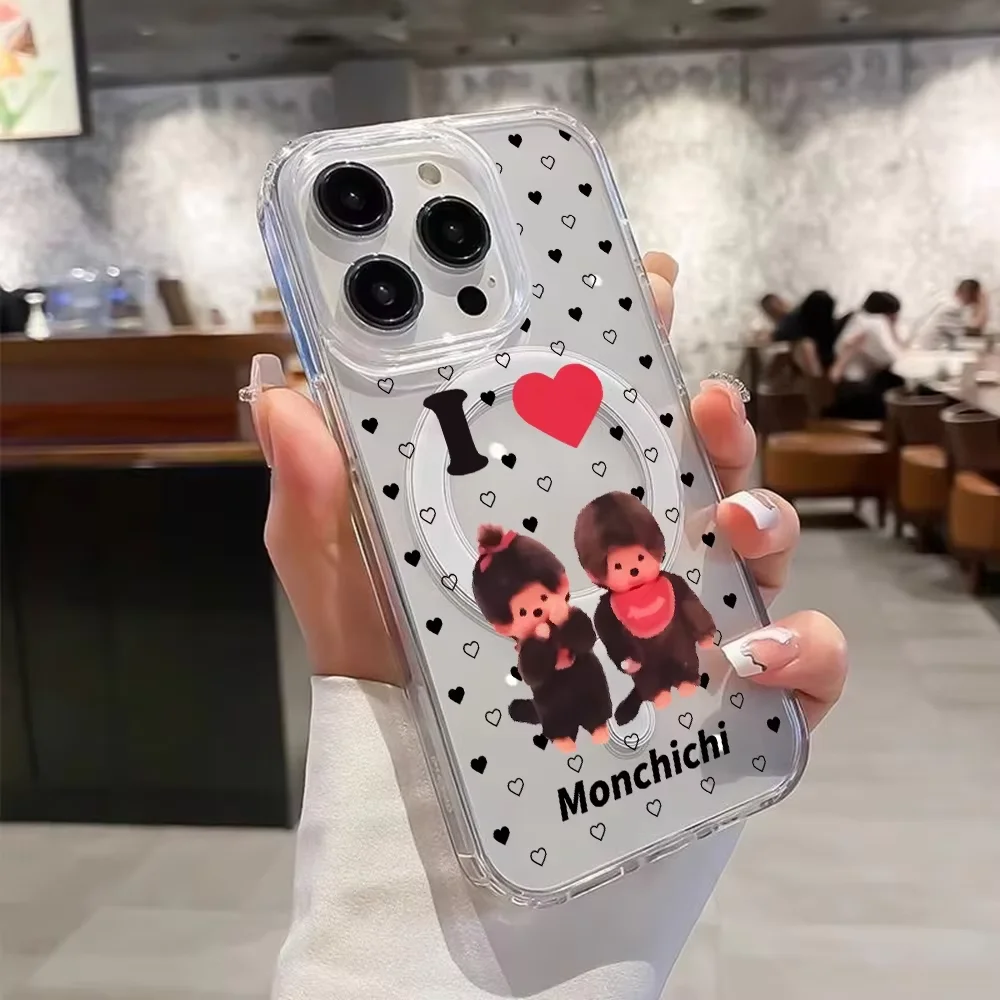 Adorable Kawaii Monchhichi Magnetic Phone Case with Magsafe Compatibility