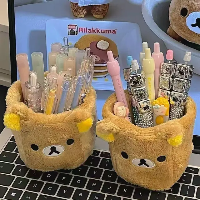 Plushes Pencil Holder Cosmetics Pen Container Kawaii Desk Accessories Office Organizer Kid Stationery Storage Box Gift 1