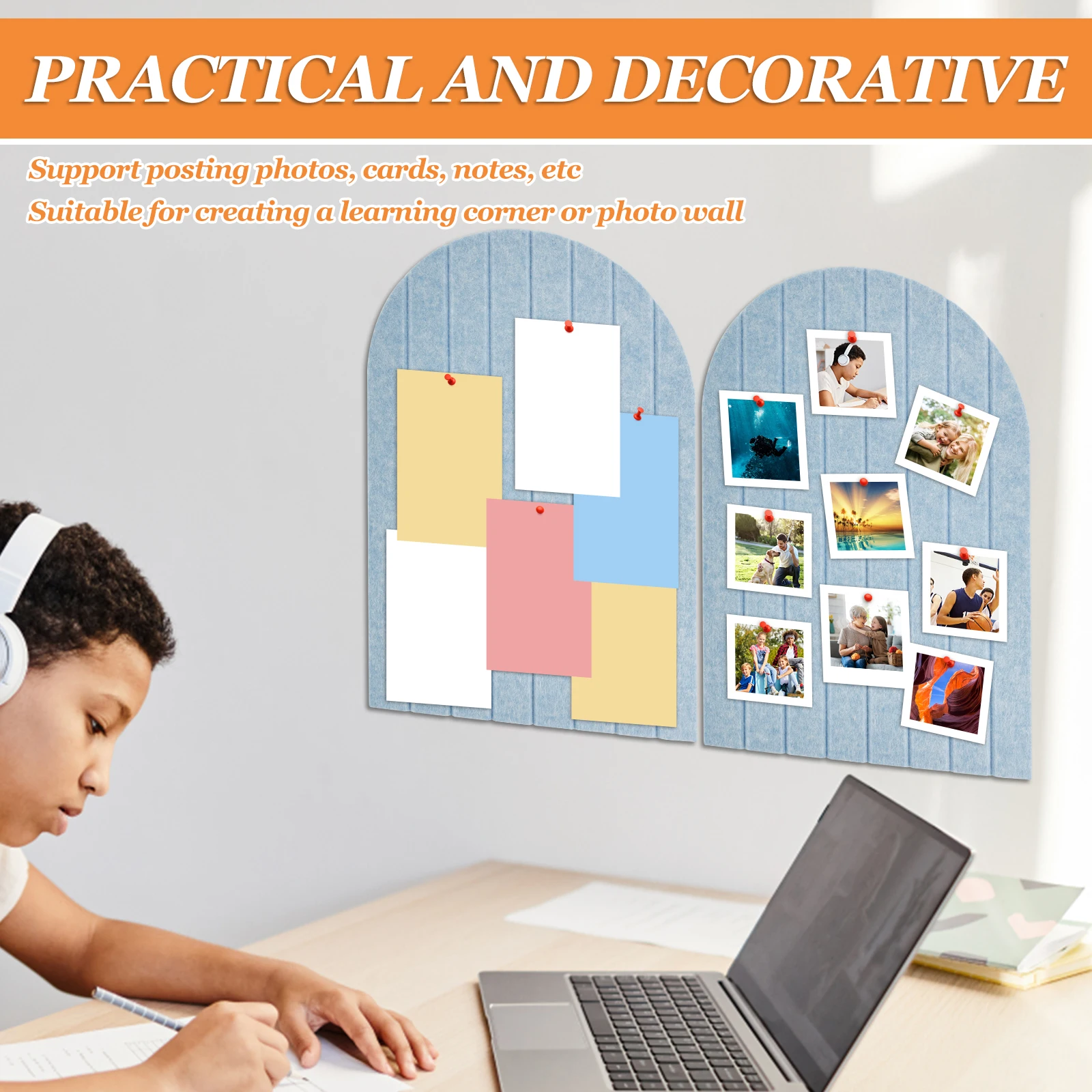 2Pcs Felt Board 40x60cm Cork Board Alternative Felt Bulletin Pin Board for Walls Home Office Classroom Decor Photo Wall Board