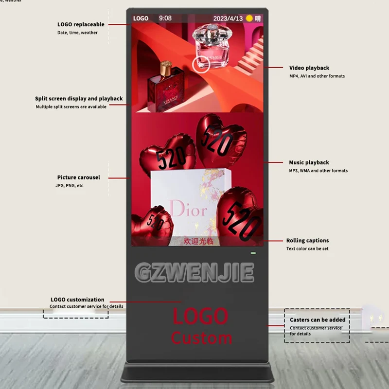 43 Inch Android/Windows + Touchscreen Floor Stand Wifi LCD Advertising Display Kiosk Indoor Digital Signage Standalone