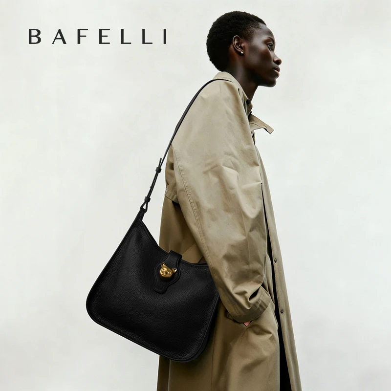 BAFELLI Nouveau sac seau en cuir de bétail naturel pour femme – Épaule et bandoulière polyvalentes et chics