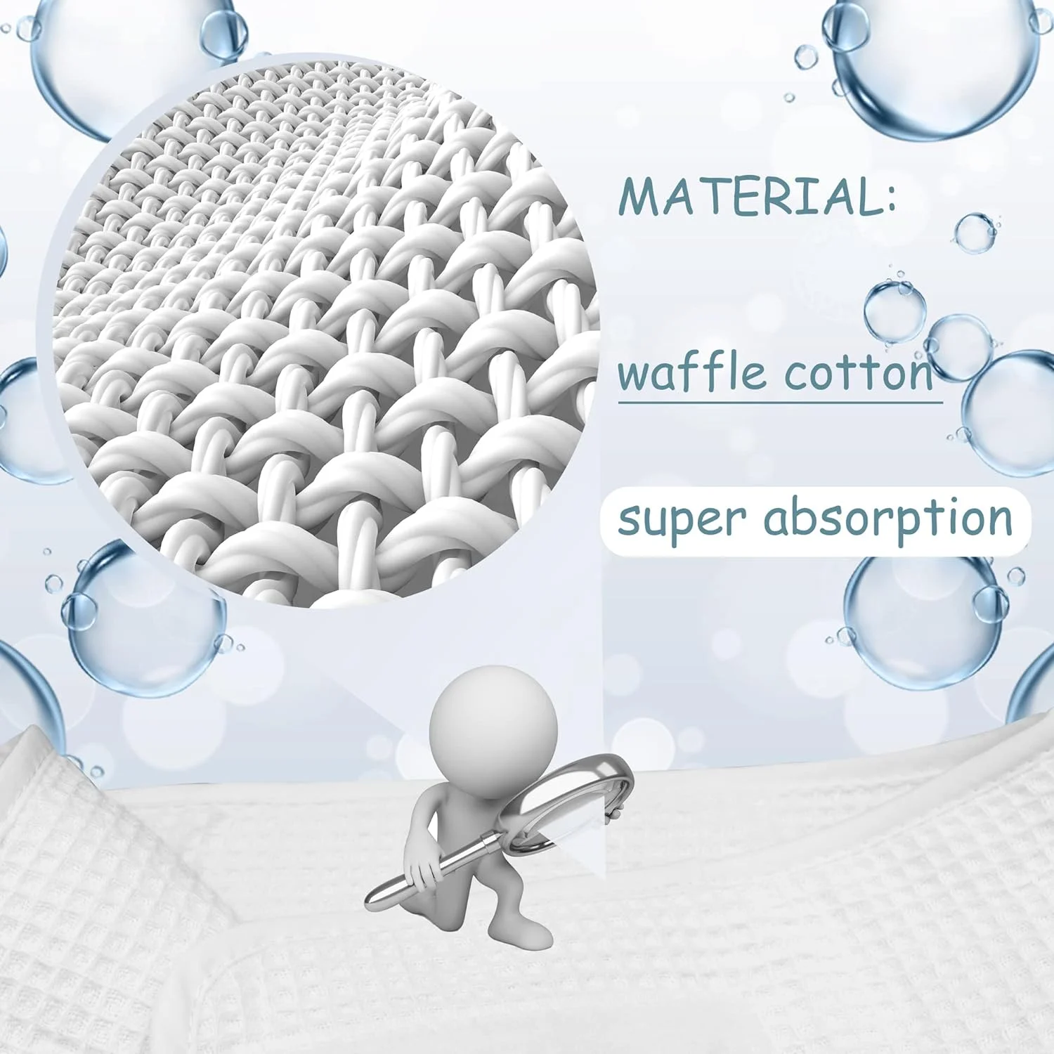 cotton walf Adjustable Facial Makeup Headband with Magic Tape Pure Natural Terry Waffle Sweat-Absorbent Facial Spa Headband 4