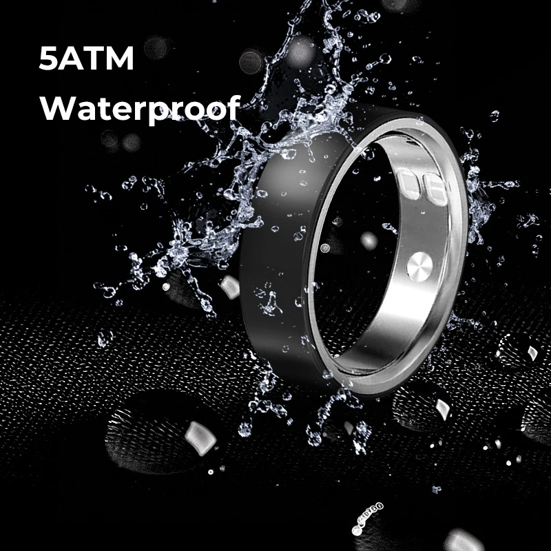Vibrating Smart Ring Calls Message Reminder, Polished Stainless Steel  Material, Health Monitoring Sports Data Record, Waterproof
