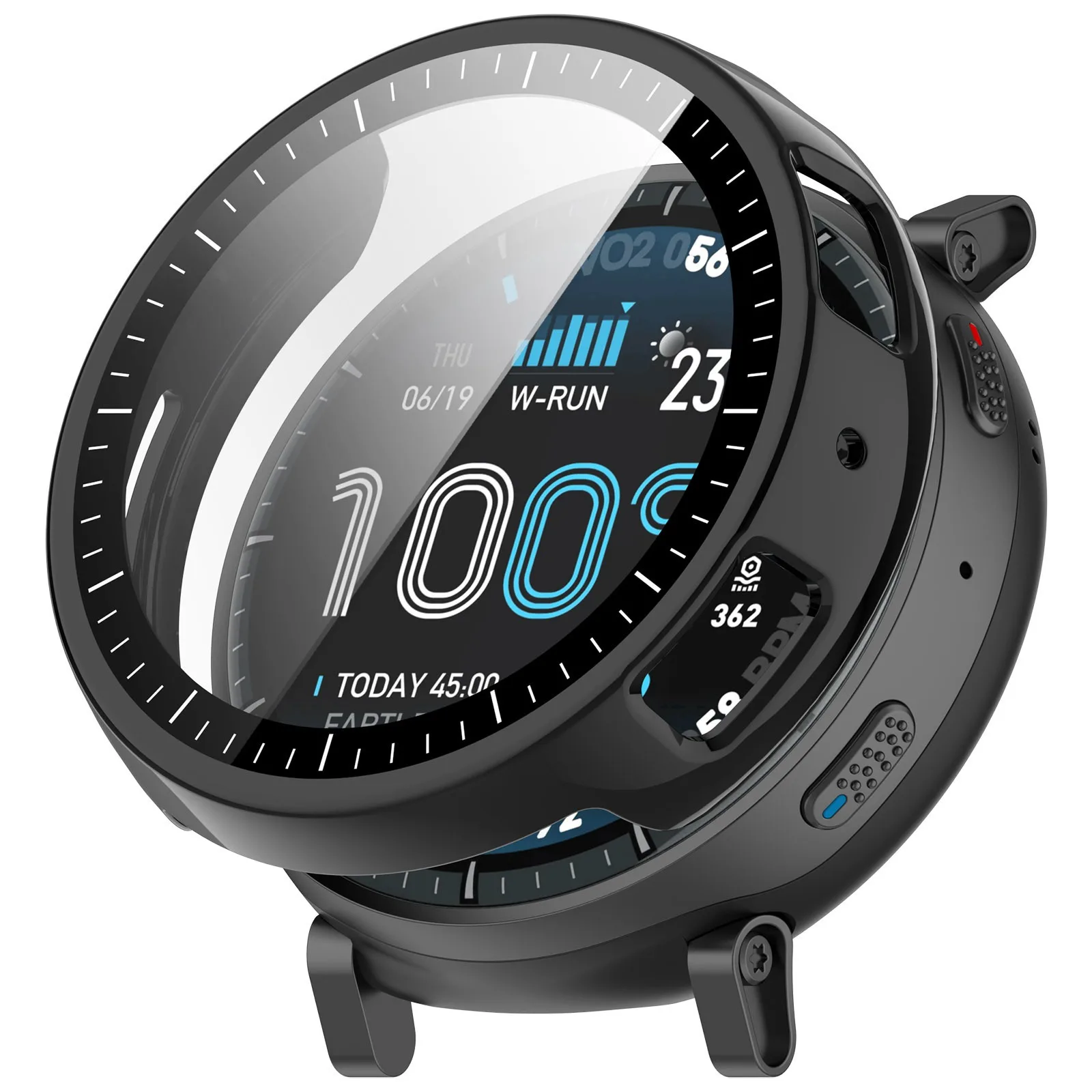 Amazfit Active Max용 풀 커버리지 보호 케이스 Amazfit Active Max 범퍼 쉘 프레임용 강화 유리 스크린 프로텍터
