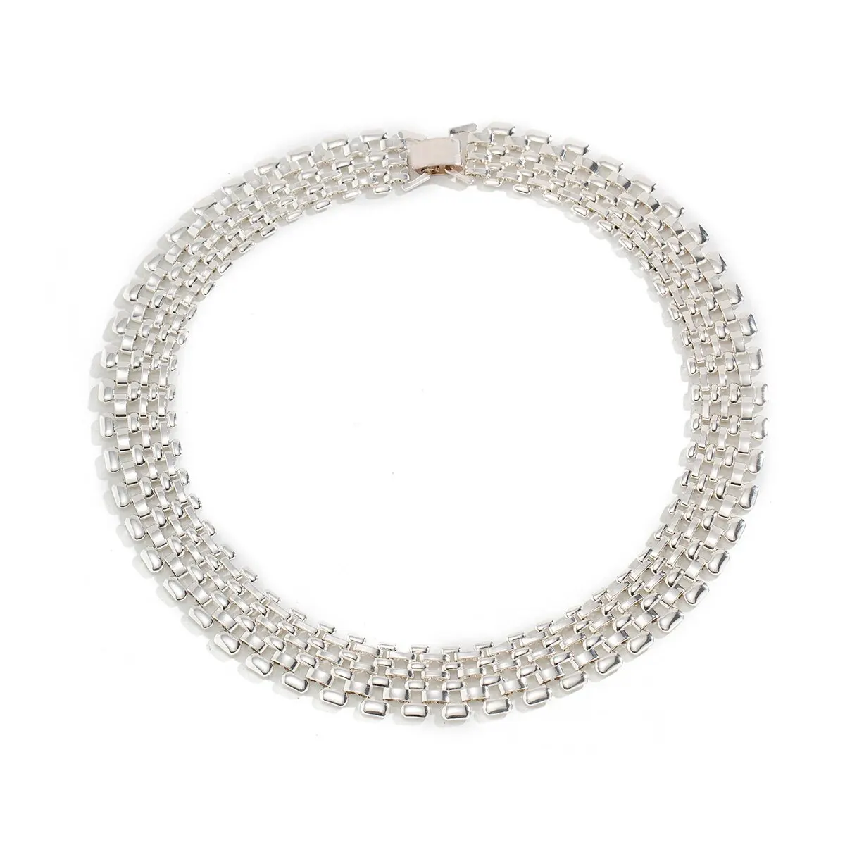 Chunky Cuban Link Chain Necklace With Rhinestone Cross Pendant - Silver Hip Hop Choker For Women - View #8