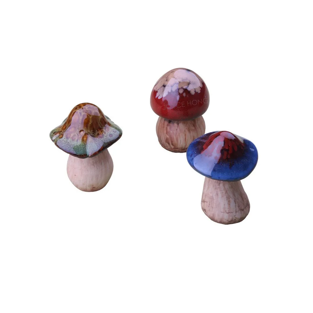 

3-Pack Ceramic Mushrooms Statue Decor For Garden Home Decoration