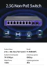 Hisource 2.5G None-POE Network Switch 5 8 Port  Ethernet Switch with 2*10G SFP+ for IP Camera/NVR