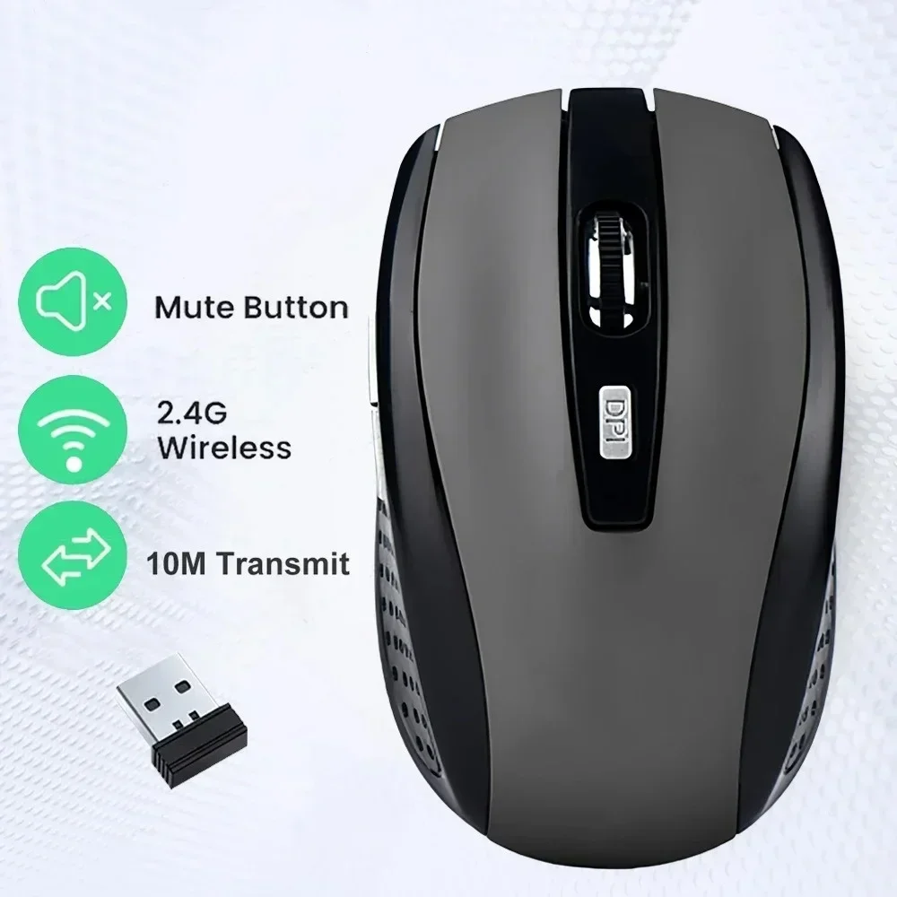 Wireless Mouse 2.4G Portable Ergonomics Mobile Optical Office Adjustable 1600DPI Levels For Notebook Laptop MacBook