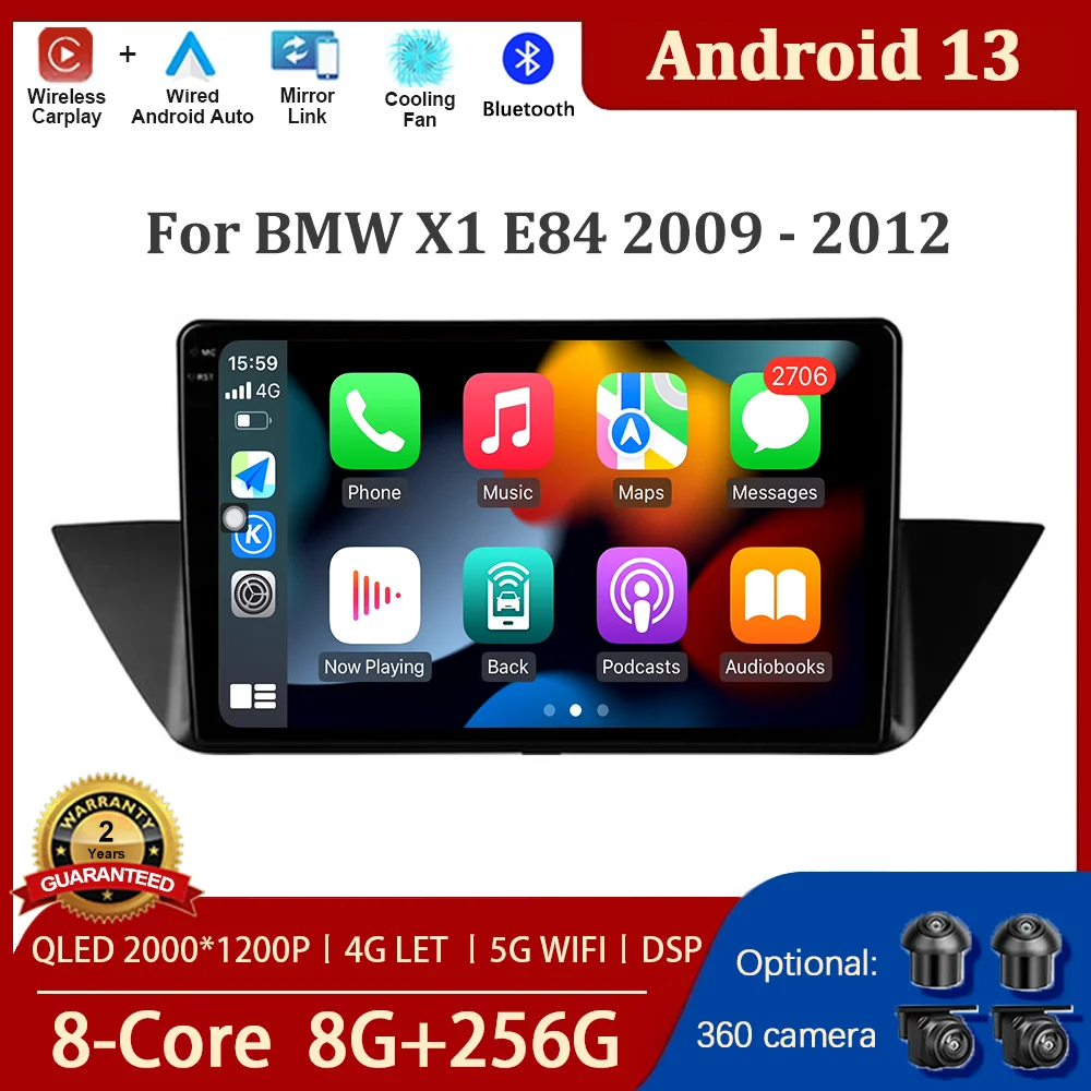 

Car Multimedia Player Auto Radio For BMW X1 E84 2009 - 2012 Navigation Screen Android 13 BT DPS 4G GPS WIFI LET Carplay No 2 din