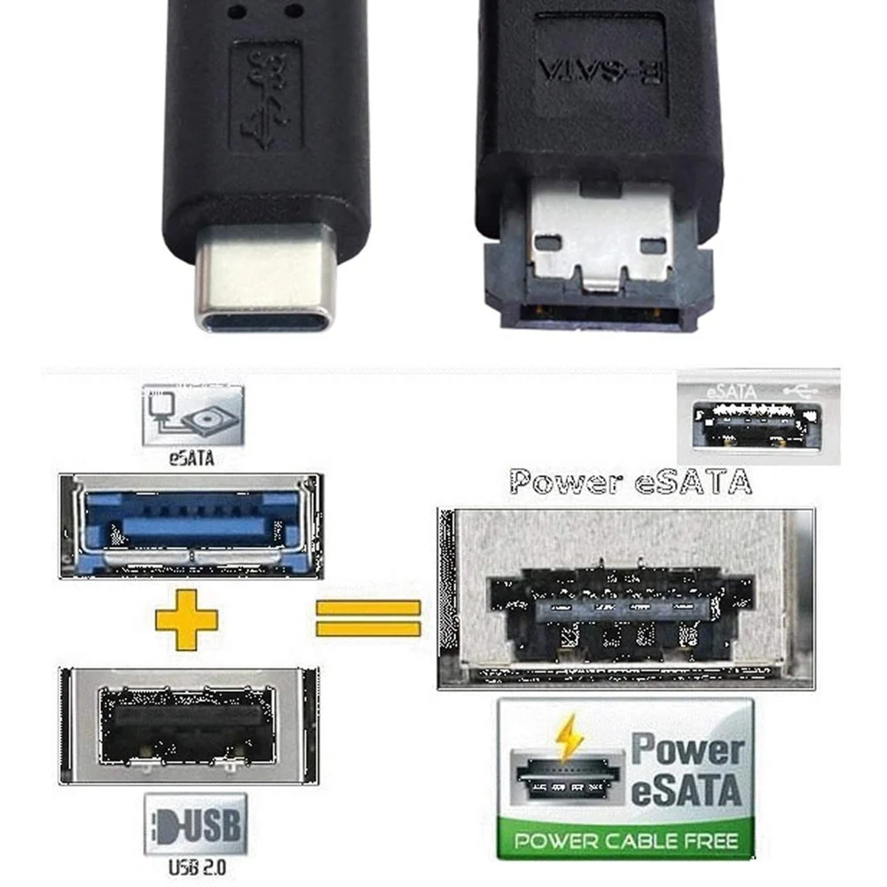 인생을 즐기세요. ESATA-USB C 케이블을 갖는 것이 좋습니다. USB 유형 C 수 호스트-ESATA ESATAp HDD 케이블