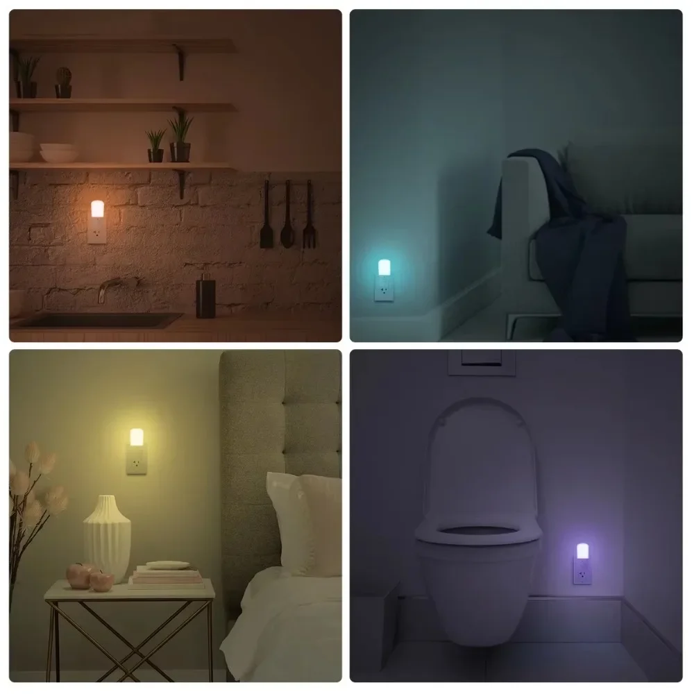 Melery 야간 전구 EU 플러그 0.5W 저전력 센서 제어 RGB 플러그인 색상 변경 Susk To Dawn 홈 오피스 램프 크리에이티브