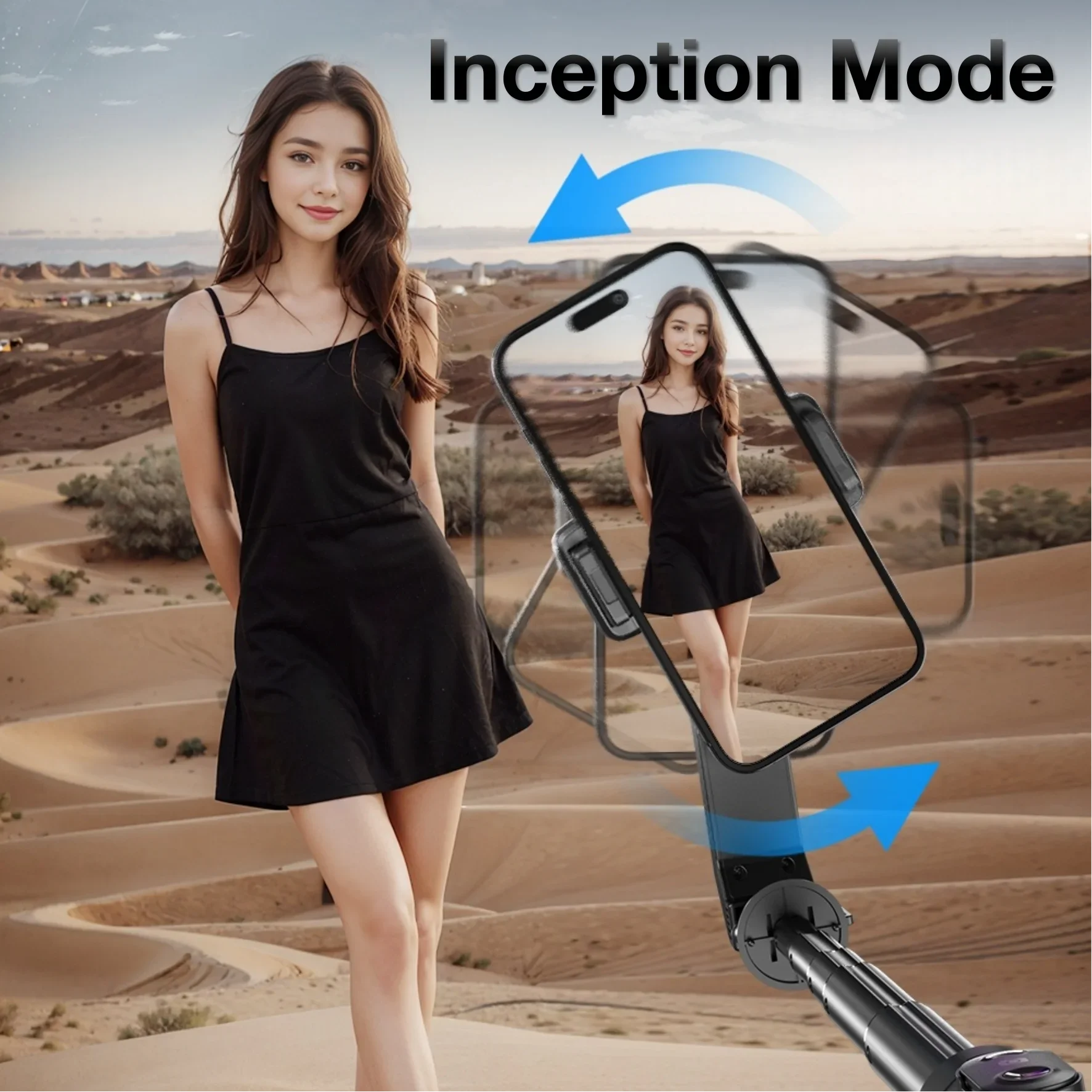 حامل هاتف Gimbal متعدد الوظائف، عصا سيلفي محمولة ب...