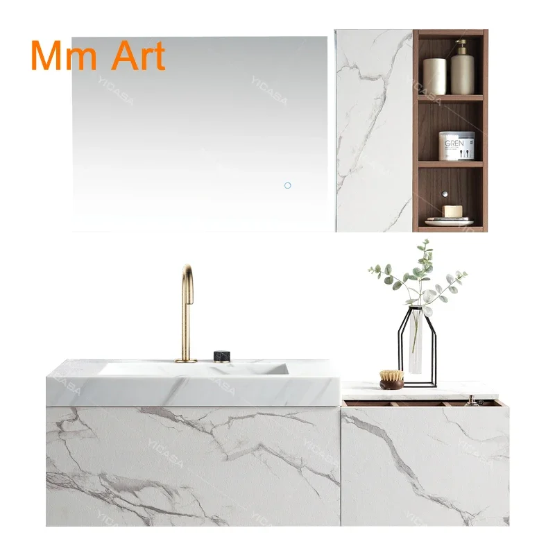 popular luxury design white marble color top bathroom vanity