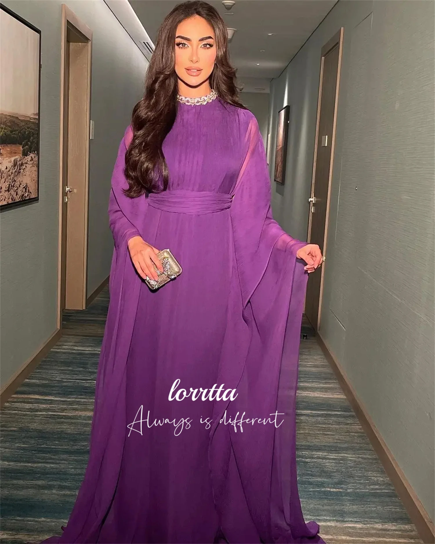 

Lorrtta Chiffon Purple Elegant Party Dress Grace Evening Luxury Dresses Wedding Guest Women 2024 Birthday Formal Gala Woman Long