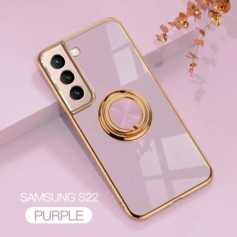 Electroplated Soft Back Phone Case with Ring Holder