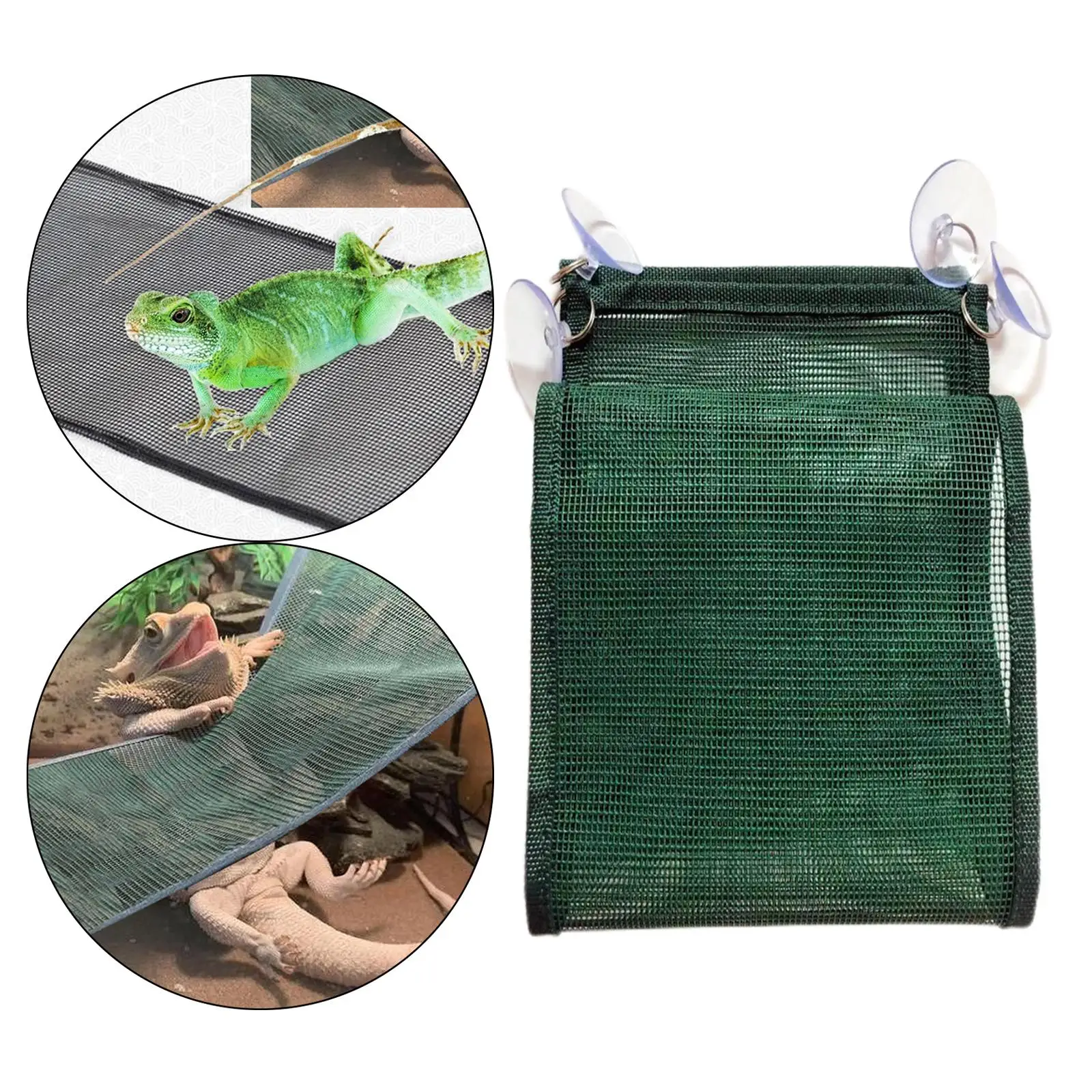 2xReptile Hammock Snake Geckos with 4 Suction Cups Toy Climbing Green