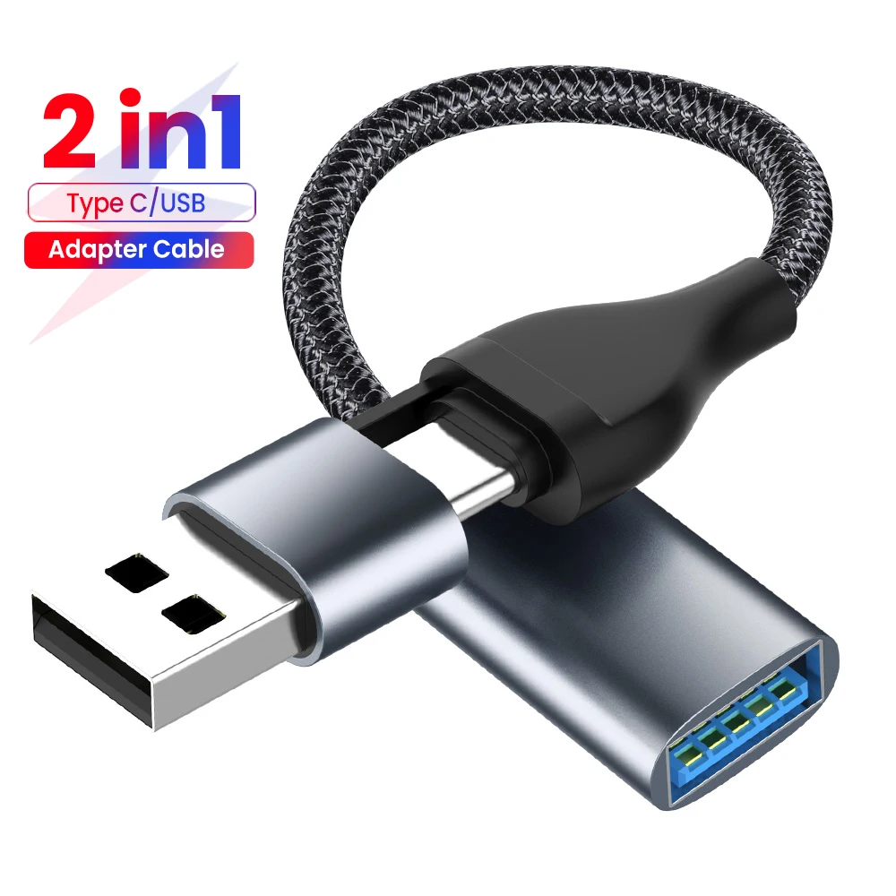

USB C OTG Cable 2 in 1 USB A Male to USB 2.0 Female Cable Adapter Phone Adapter For Samsung Xiaomi Laptop USB Type C Converter