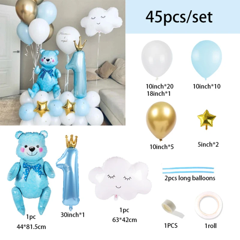 Balloons Birthday Party Decoration Numbers  First Birthday Decorations  Baby Girl - Ballons & Accessories - Aliexpress