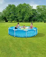Large Round Above Ground Swimming Pool with Reinforced Sidewalls and Metal Frame, 10ft by 30in for Backyard Fun 2