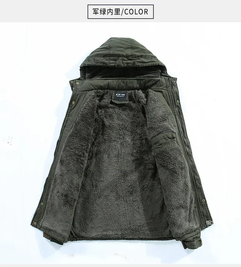 سترات بغطاء رأس مضادة للرياح للرجال ، سترات قطنية غير رسمية ، معطف صوف سميك ، جاكيت إسكواش دافئ ، سترات عسكرية ، سترات باركا مغسولة ، جديدة ، شتوية