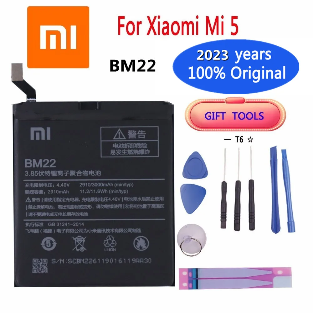 

2023 years New BM22 Original Battery for Xiaomi Mi 5 Mi5 M5 3000mAh High Quality Mobile Phone Battery In Stock + Tools
