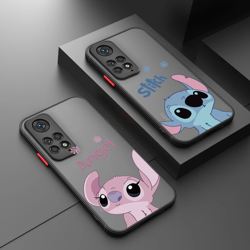 

Stitch Lilo Angel For Xiaomi Redmi Note 12 Turbo Speed 11 10 9 Pro Plus Max 4G 5G Frosted Translucent Hard Phone Case Cover