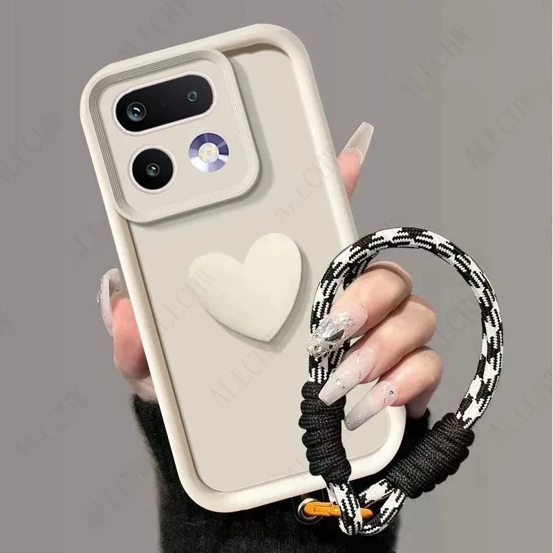 3D Love Heart Hand Strap Back Cover - Stylish & Protective Case