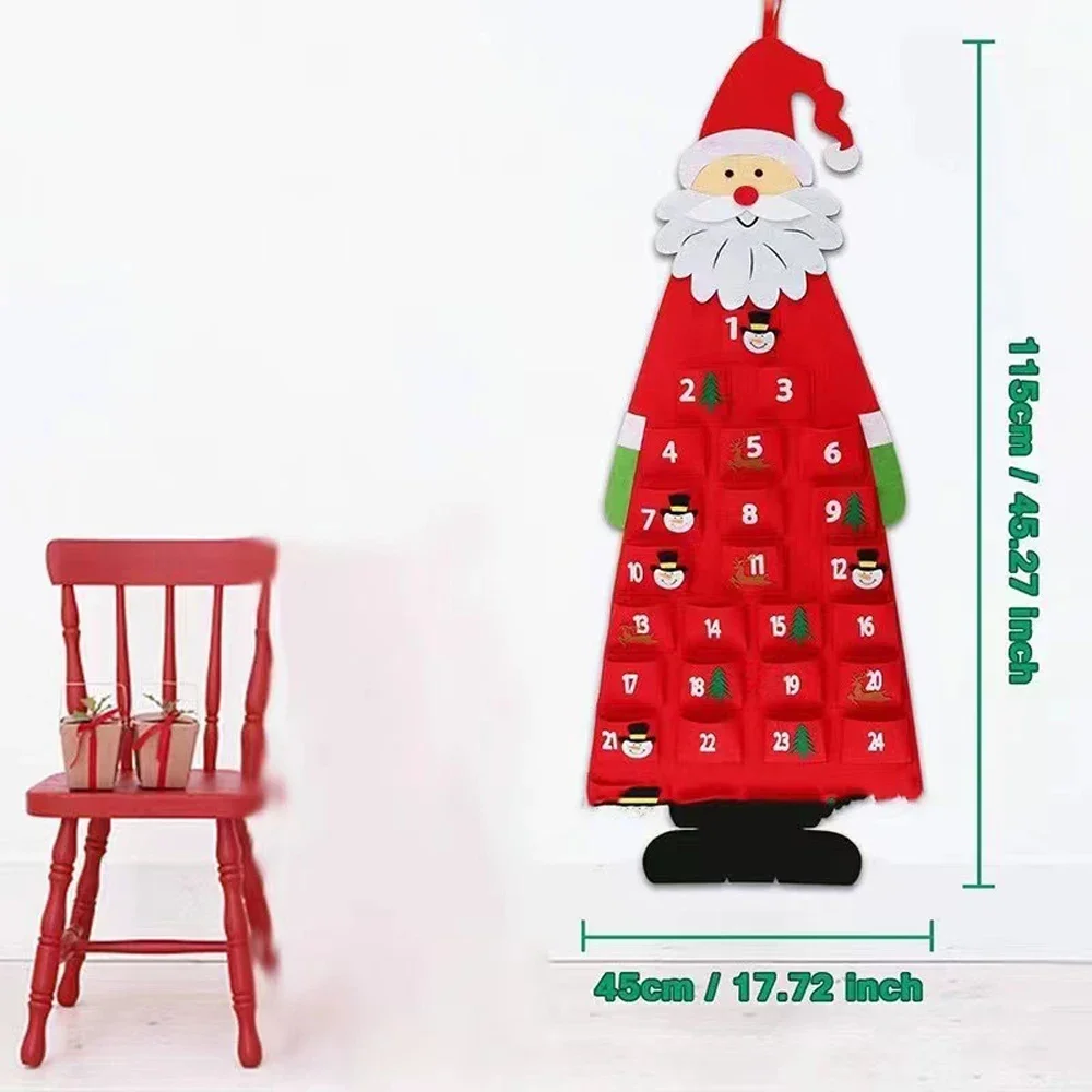 Wall Calendar Christmas Countdown Calendar Christmas Advent Calendar Santa Calendar Holiday Wall Calendar Home Decoration Children Gifts Digital Christmas Tree Non-woven Christmas Countdown