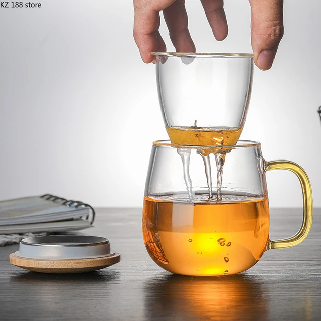 TAZA DE TÉ DE CRISTAL CON FILTRO Y TAPA 