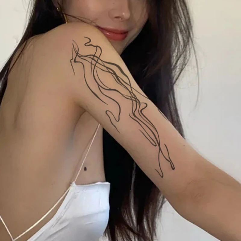 Freestyle Abstract Line Flower Arm Juice Tattoo Stickers Lasting Waterproof  Temporary Tattoo Tide Cool Hot Girl Y2k Fake Tattoo - Temporary Tattoos -  AliExpress