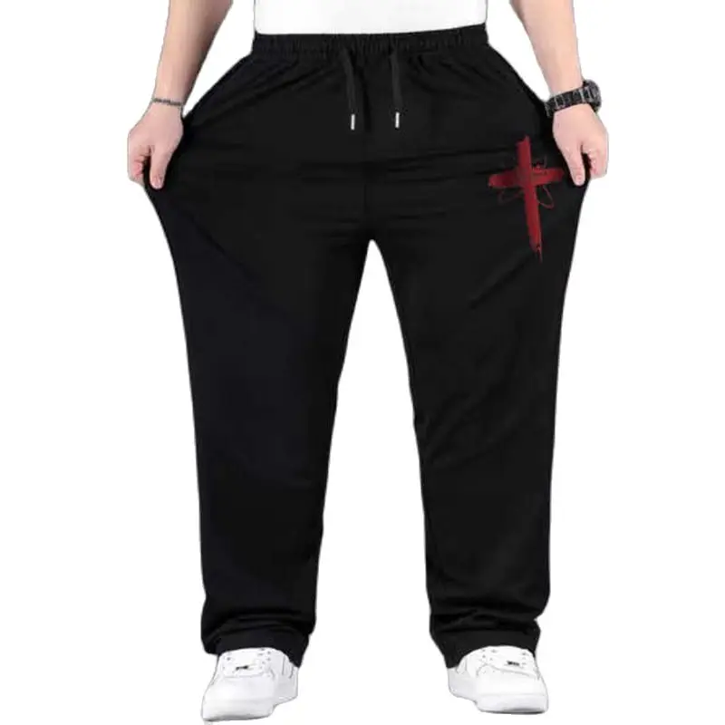 

autumn summer spring men sweatpants sports pants print plus size 8XL 9XL 10XL 150kg pants elasticity oversize thin pants loose