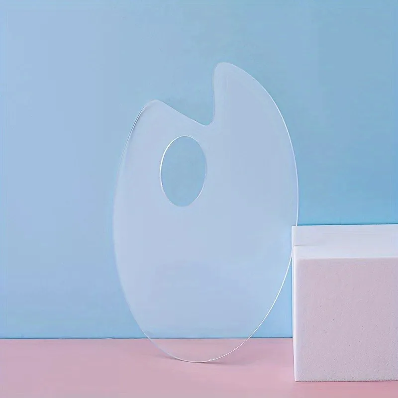 1pc 아크릴 핑거홀 보드, 투명 원형, 청소가 용이함, 붙지 않는 오일 수채화 공예 DIY 아트 드로잉 보드