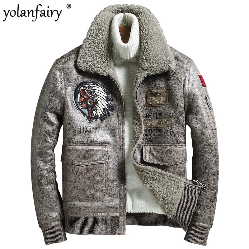 

Куртка из овчины ягненка для мужчин, новая зимняя одежда 2023, Мужское пальто из натурального меха ягненка, Мужская Утепленная теплая одежда FCY5688
