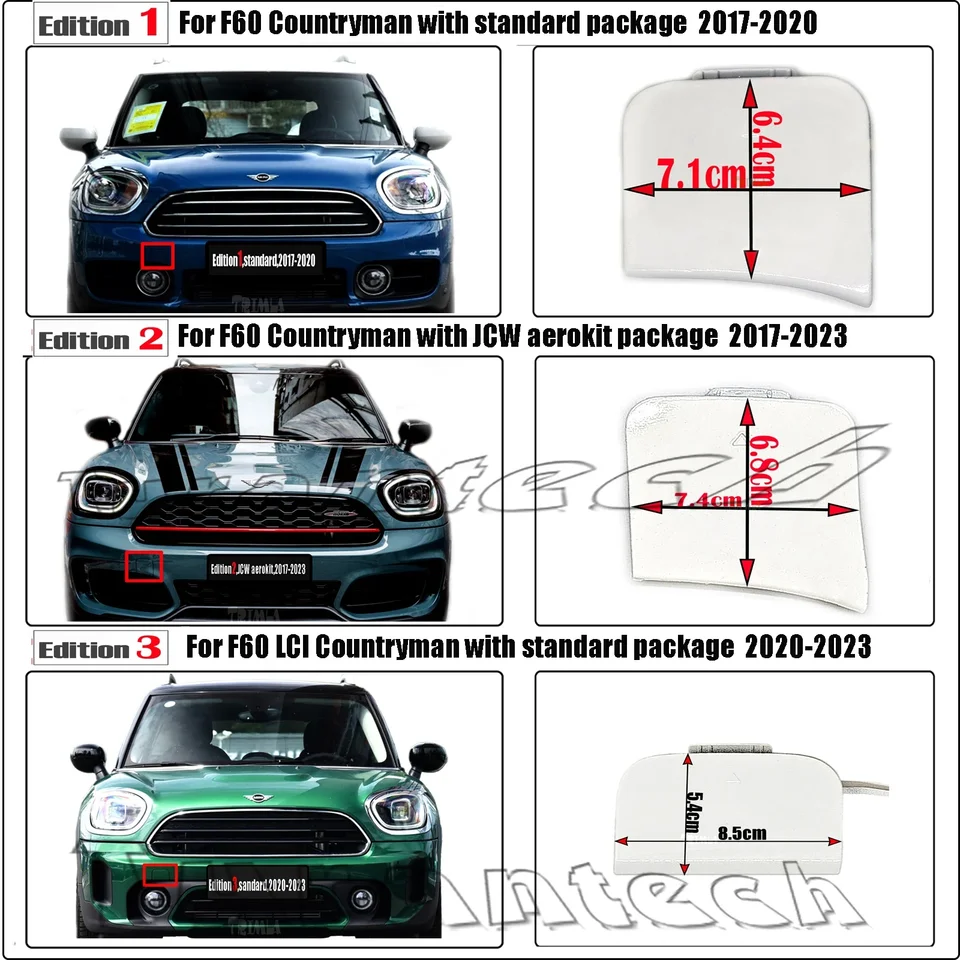Tapa De Gancho De Remolque Para MINI Cooper F55 F56 F57 - Plástico ABS, Color Negro